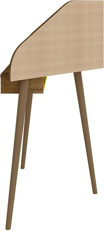 Manhattan Comfort Desks - Bradley Corner Desk with Keyboard Shelf in Rustic Brown & Yellow