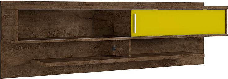 Manhattan Comfort TV & Media Units - Astor 70.86 Modern Floating Entertainment Center 1.0 with Media Shelves in Rustic Brown & Yellow