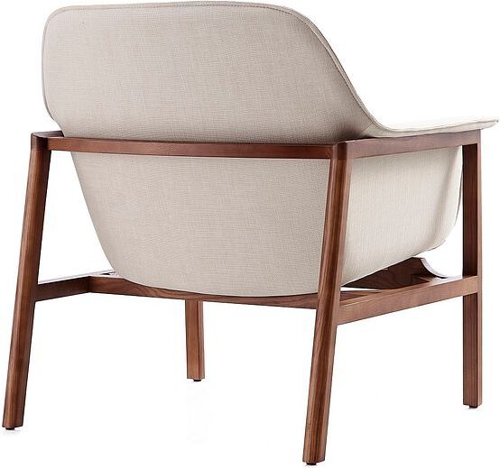 Manhattan Comfort Accent Chairs - Miller Cream & Walnut Linen Weave Accent Chair