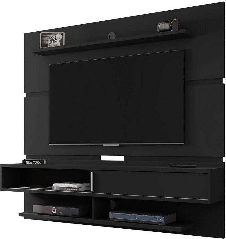 Manhattan Comfort TV & Media Units - Astor 70.86 Modern Floating Entertainment Center 2.0 with Media & Decor Shelves in Black