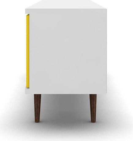 Manhattan Comfort TV & Media Units - Liberty 62.99" Mid-Century - Modern TV St& White & Yellow