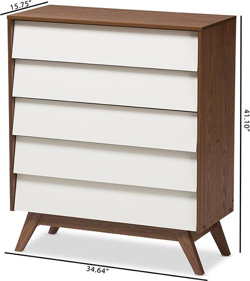 Shop Baxton Studio Hildon Mid Century Modern White and Walnut Wood