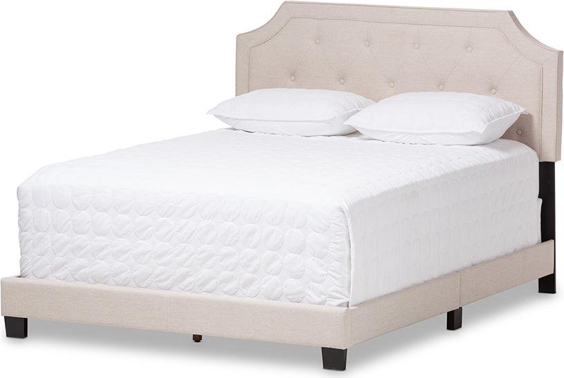 Wholesale Interiors Beds - Willis Modern And Contemporary Light Beige Fabric Upholstered King Size Bed