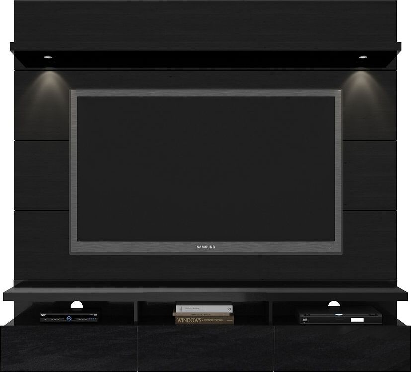 Manhattan Comfort TV & Media Units - Cabrini 1.8 Floating Wall Theater Entertainment Center in Black Gloss & Black Matte