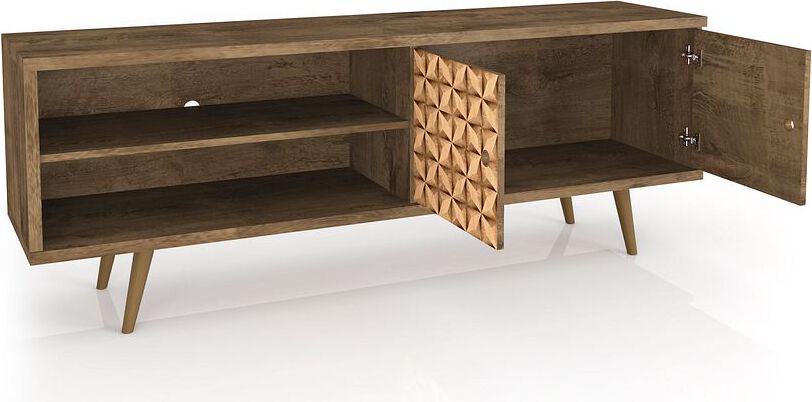 Manhattan Comfort TV & Media Units - Liberty 62.99 TV Stand and Panel in Rustic Brown and 3D Brown Prints