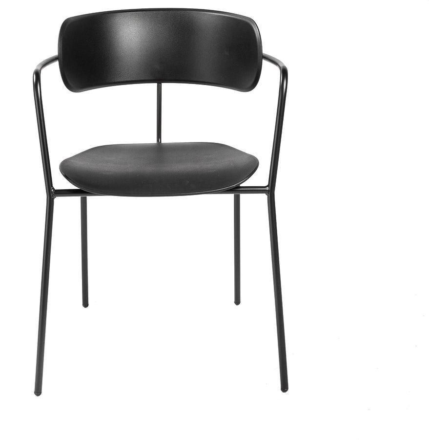 Euro Style Dining Chairs - Paris Stacking Armchair in Black with Black Legs - Set of 4