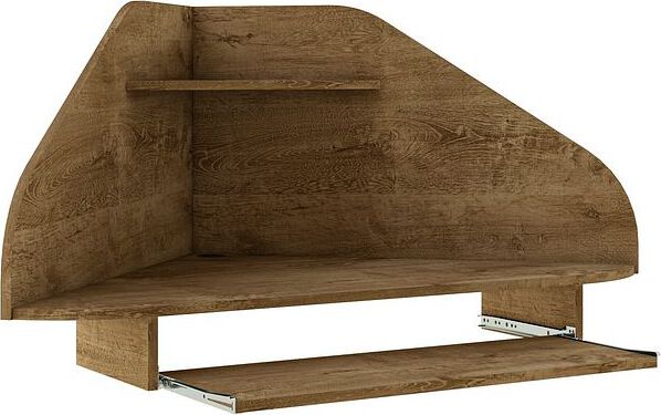 Manhattan Comfort Desks - Bradley Floating Corner Desk with Keyboard Shelf in Rustic Brown