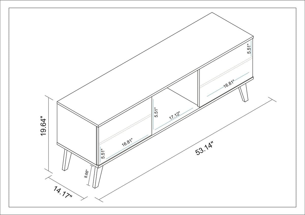 Manhattan Comfort TV & Media Units - Doyers 53.15 Mid-Century Modern TV Stand in White & Nut Brown