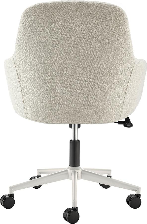 Euro Style Task Chairs - Mia Office Chair in Ivory Fabric with White Base