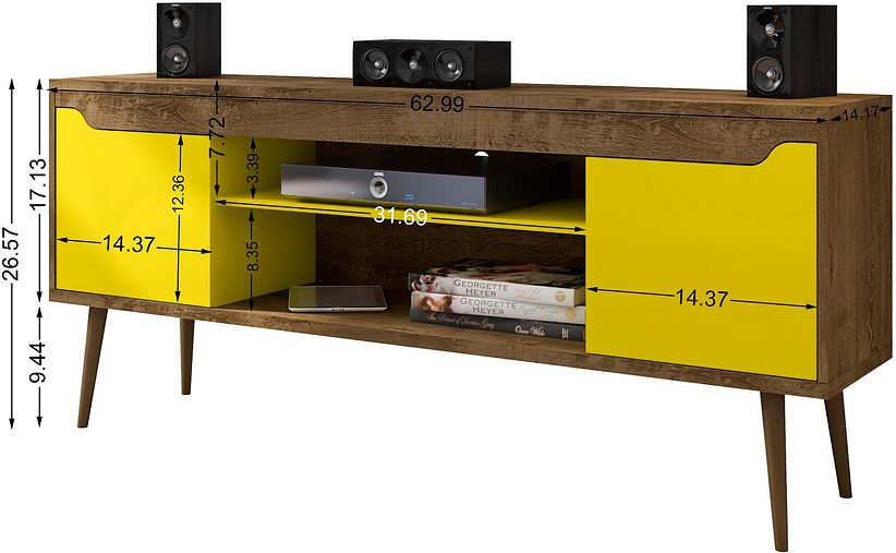 Manhattan Comfort TV & Media Units - Bradley 62.99 TV Stand Rustic Brown and Yellow