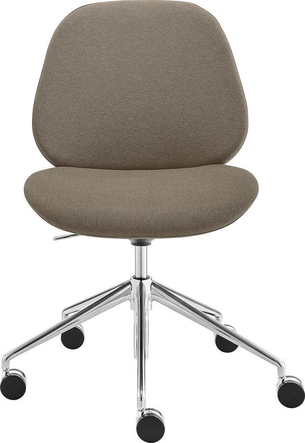 Euro Style Task Chairs - Lyle Office Chair without Armrests in Taupe Fabric with Polished Aluminum Base