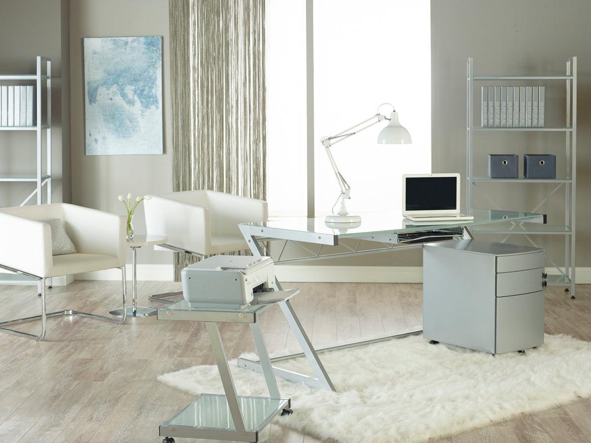 Euro Style Desks - Z Deluxe 61"x 30" Large Desk Silver