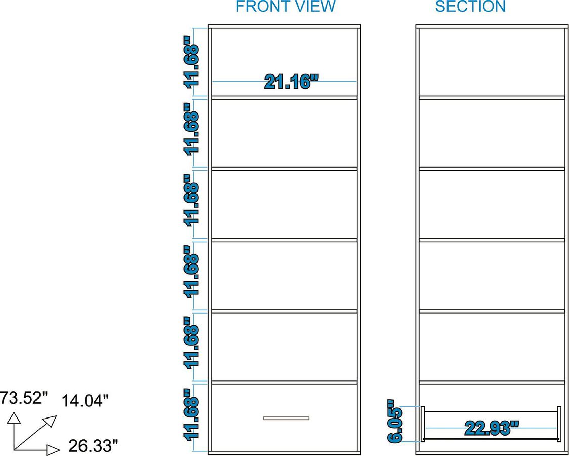 Manhattan Comfort Bookcases & Display Units - Serra 1.0- 5- Shelf Bookcase in White