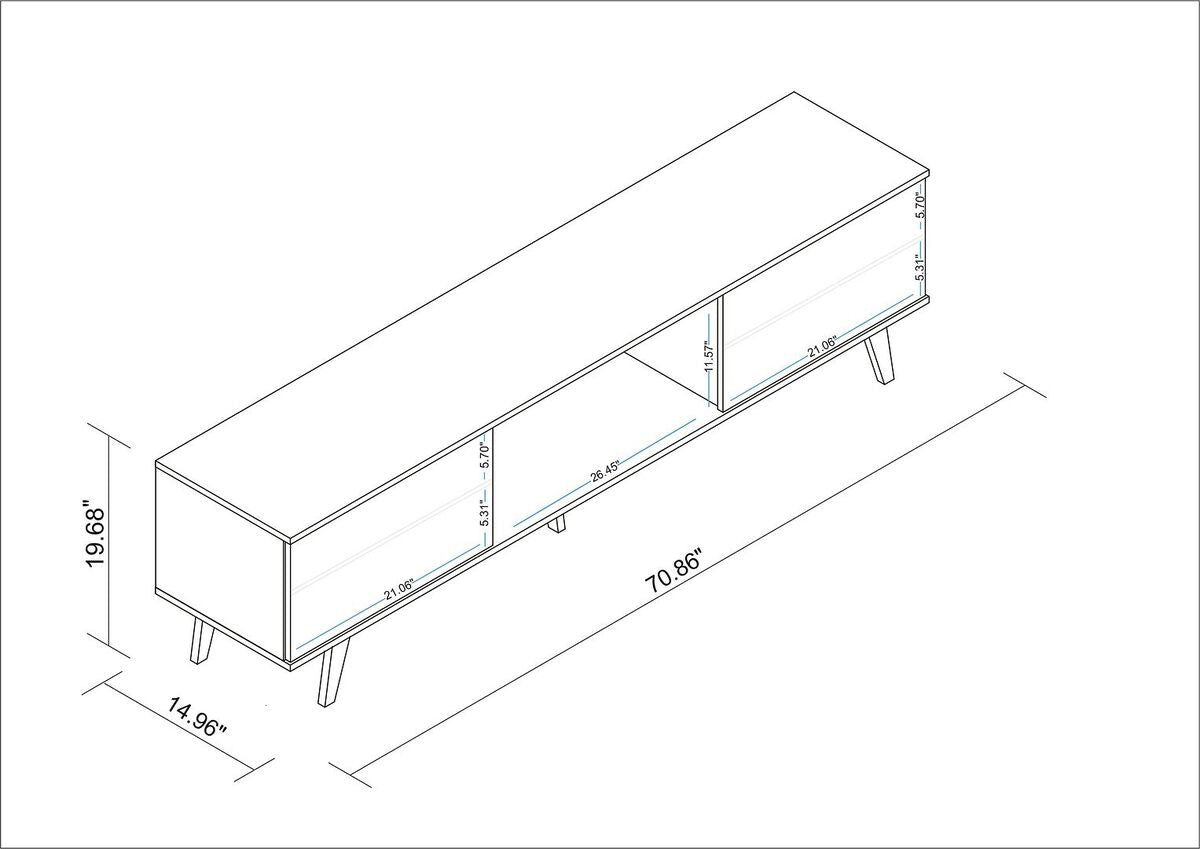 Manhattan Comfort TV & Media Units - Doyers 70.87 Mid-Century Modern TV Stand in White & Marble Stamp