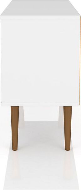 Manhattan Comfort TV & Media Units - Liberty 42.52" Mid-Century - Modern TV Stand with 2 Shelves & 1 Door in White & Rustic Brown