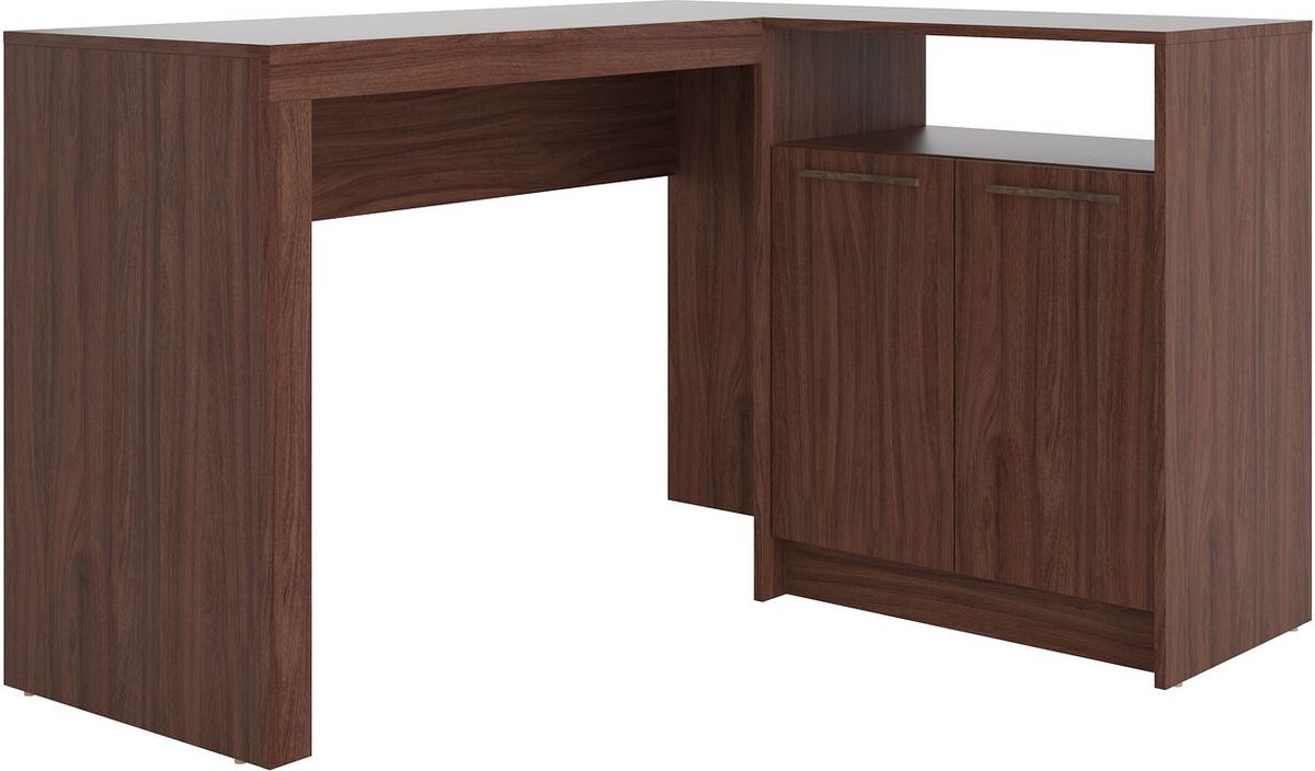 Manhattan Comfort Desks - Kalmar L -Shaped Office Desk with Inclusive in Dark Brown