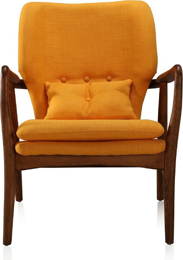 Manhattan Comfort Accent Chairs - Bradley Yellow and Walnut Linen Weave Accent Chair