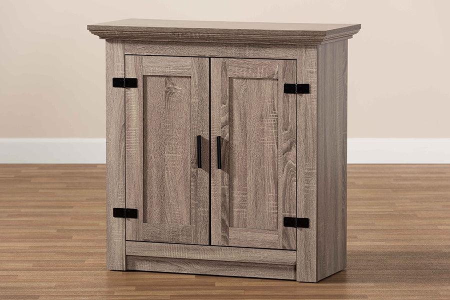 Wayne Farmhouse Wood 2 Doors Shoe Storage Cabinet Oak Brown