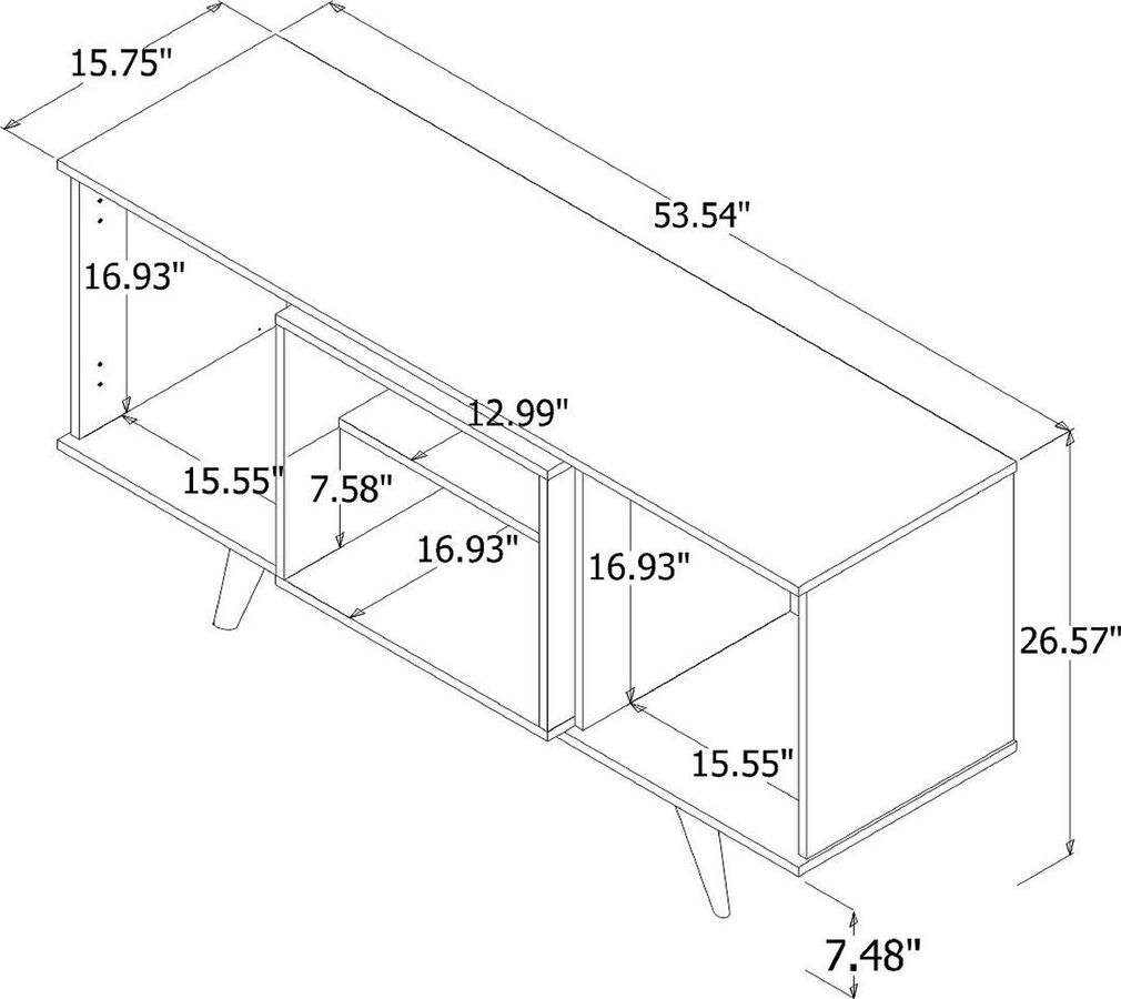 Manhattan Comfort TV & Media Units - Hampton 53.54 TV Stand with 4 Shelves & Solid Wood Legs in Off White & Maple Cream