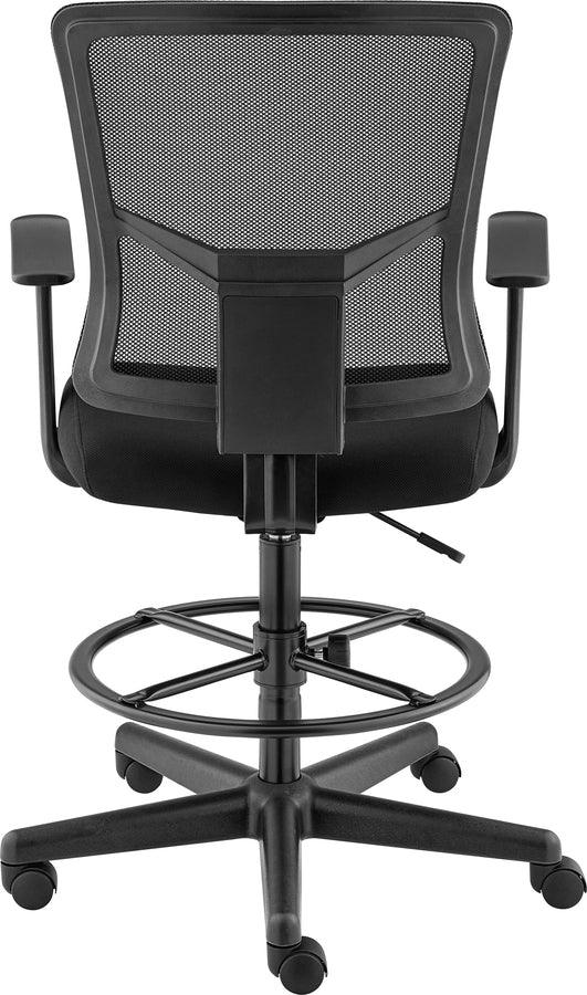 Euro Style Task Chairs - Tuva Adjustable Height Drafting Stool in Black Mesh and Fabric with Black Frame