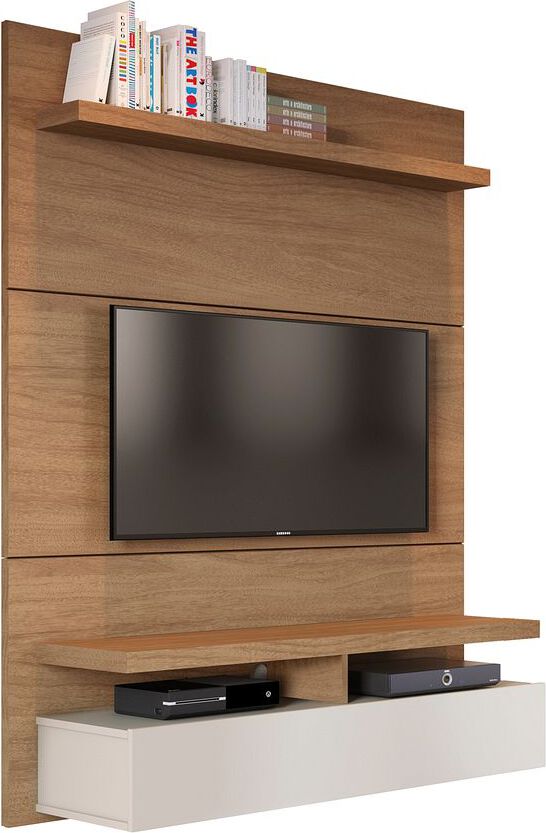 Manhattan Comfort TV & Media Units - City 1.2 Floating Wall Theater Entertainment Center in Maple Cream & Off White