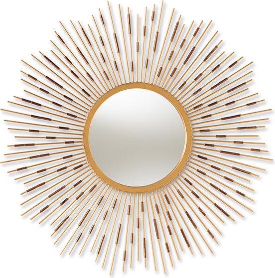 Wholesale Interiors Mirrors - Apollonia Modern and Contemporary Gold Finished Sunburst Accent Wall Mirror