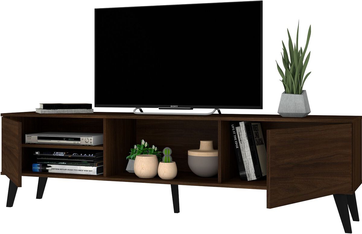 Manhattan Comfort TV & Media Units - Doyers 70.87 Mid-Century Modern TV Stand in Nut Brown