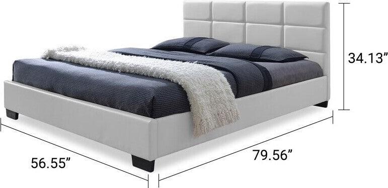 Vivaldi Queen Bed White Upholstered Modern Platform Bed