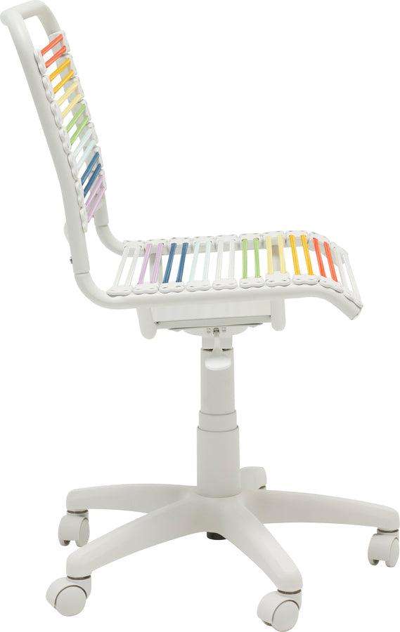 Euro Style Task Chairs - Bungie Low Back Office Chair in Rainbow with White Frame and Base