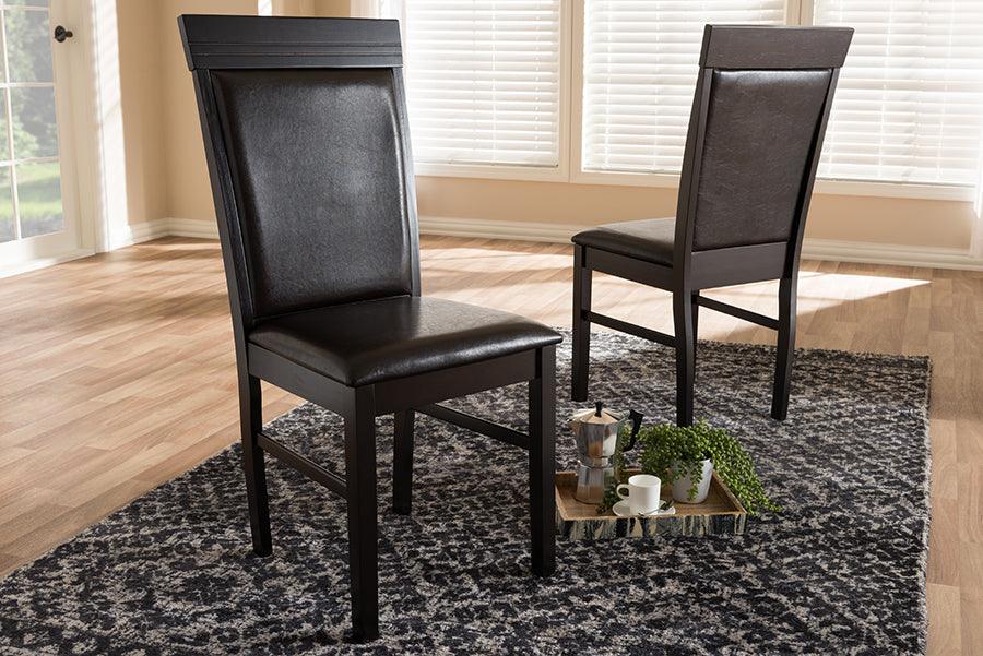 Wholesale Interiors Dining Chairs - Thea Modern and Contemporary Dark Brown Faux Leather Upholstered Dining Chair (Set of