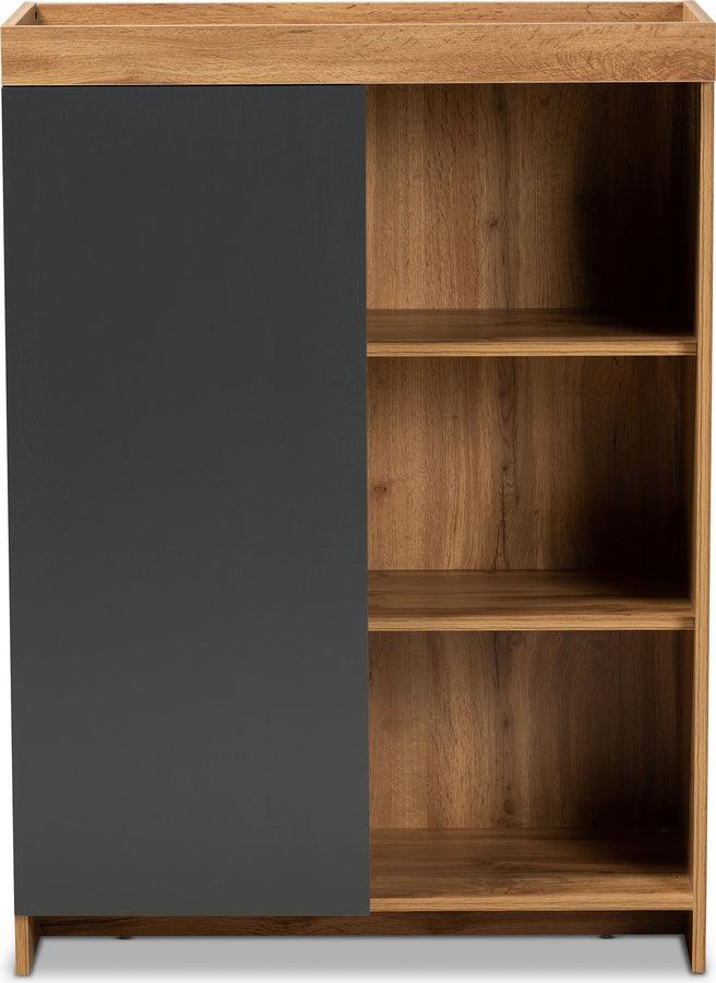 Wholesale Interiors Shoe Storage - Caspian Two-Tone Grey & Oak Brown Wood Shoe Cabinet