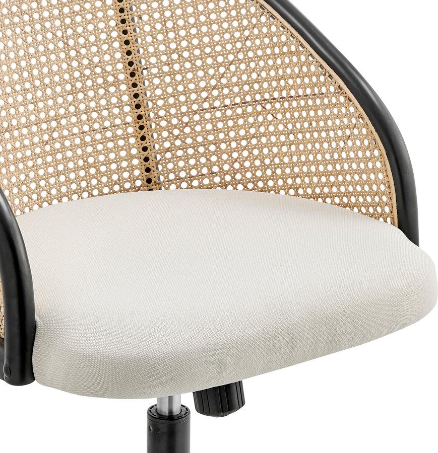 Euro Style Task Chairs - Dagmar Office Chair with Frame/Base in Black, Natural Cane Back, and Beige Fabric Seat