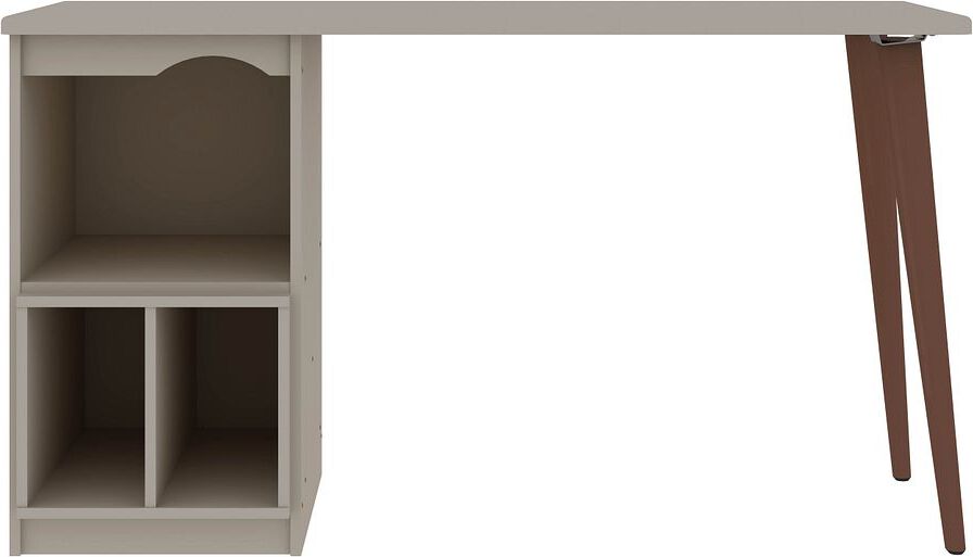 Manhattan Comfort Desks - Hampton 53.54 Home Office Desk with 3 Cubby Spaces & Solid Wood Legs in Off White