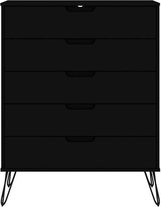 Manhattan Comfort Bedroom Sets - Rockefeller Black 5-Drawer Dresser & 2-Drawer Nightstand Set