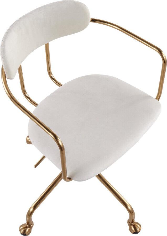 Lumisource Task Chairs - Demi Contemporary Office Chair in Gold Metal & Cream Velvet