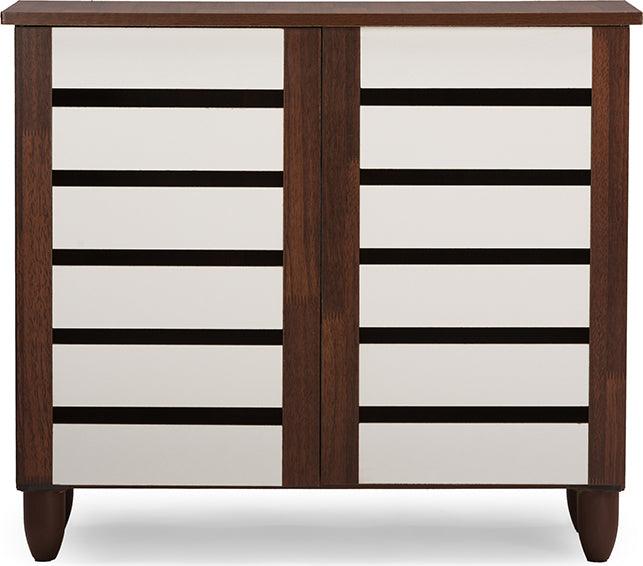 Shop Baxton Studio Gisela Oak and White 2 tone Shoe Cabinet With 2