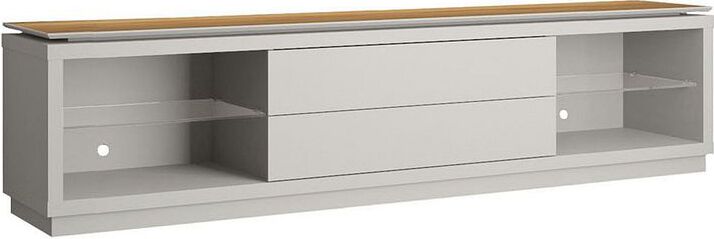 Manhattan Comfort TV & Media Units - Lincoln 85.43" TV Stand with 4 Shelves in Off White & Cinnamon