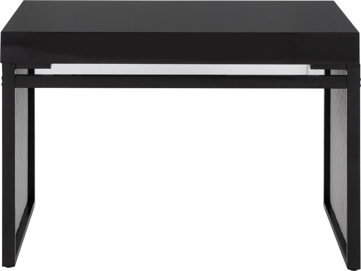 Lumisource Desks - Drift Contemporary Upholstered Desk In Black Steel, Black Wood & Silver Velvet