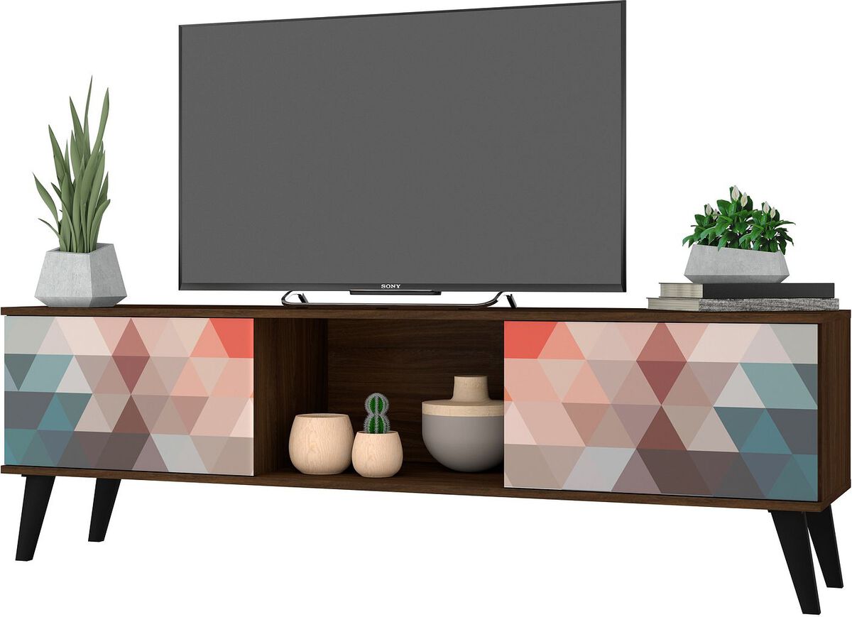 Manhattan Comfort TV & Media Units - Doyers 62.20 Mid-Century Modern TV Stand in Multi Color Red & Blue