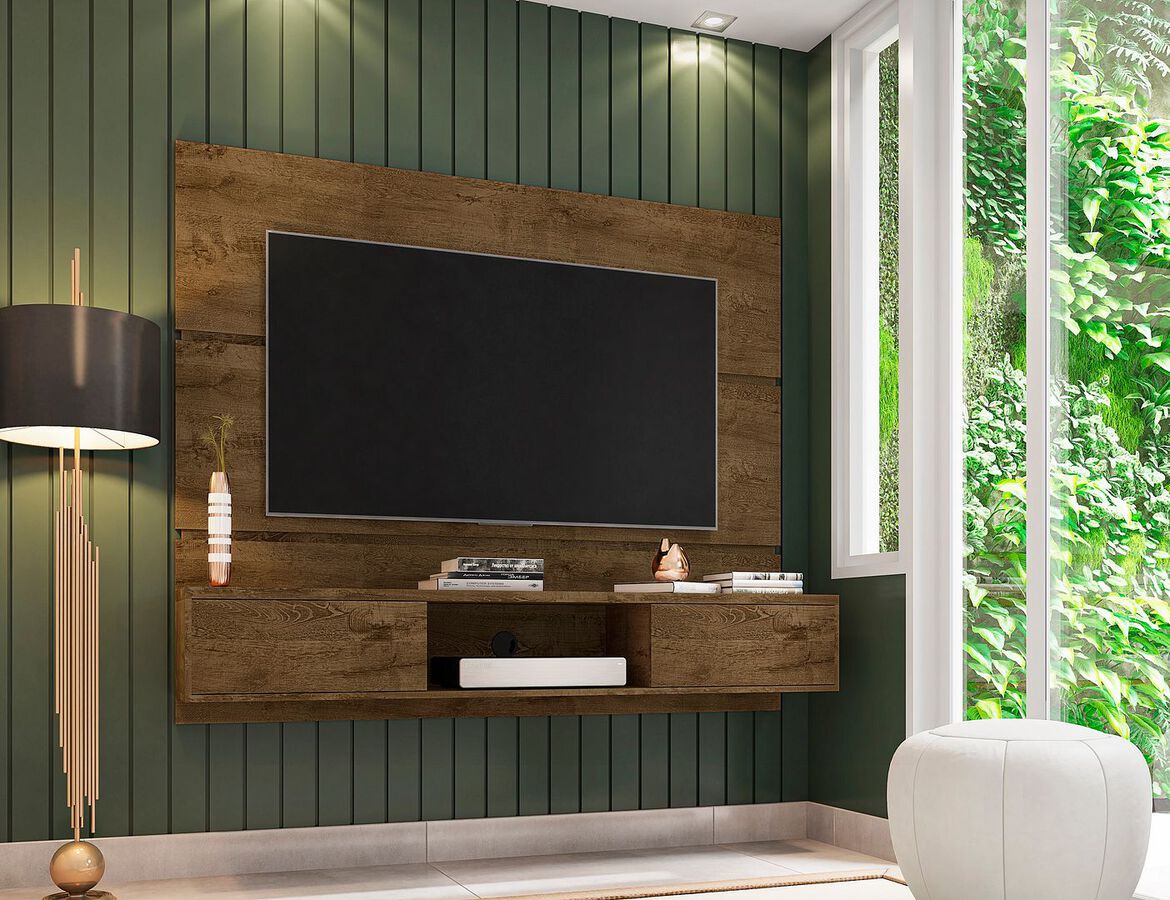 Manhattan Comfort TV & Media Units - Vernon 62.99 Floating Wall Entertainment Center in Rustic Brown