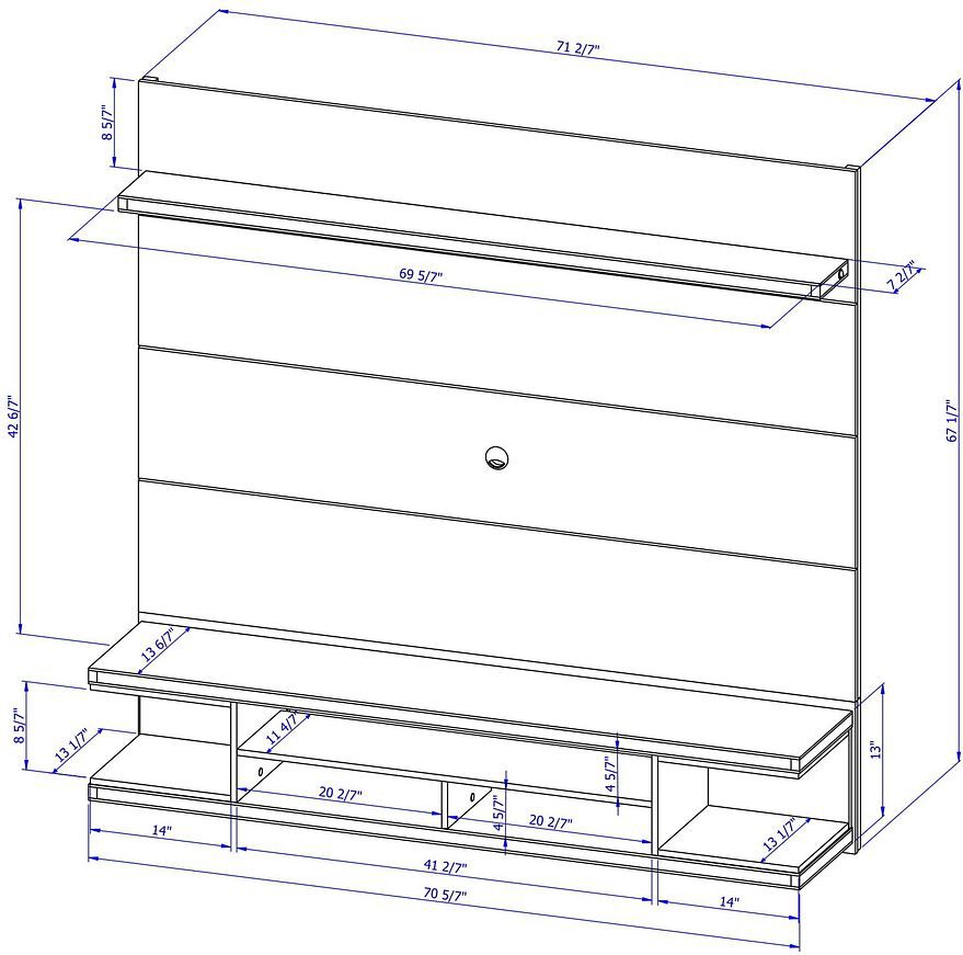 Manhattan Comfort TV & Media Units - Utopia 70" Floating Theater Entertainment Center with Led Lights in White & Maple Cream