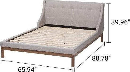 Buy Louvain Queen Bed Greyish Beige Walnut Modern