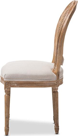 Wholesale Interiors Dining Chairs - Adelia Weathered Oak Finish Wood & Beige Dining Side Chair with Round Cane Back