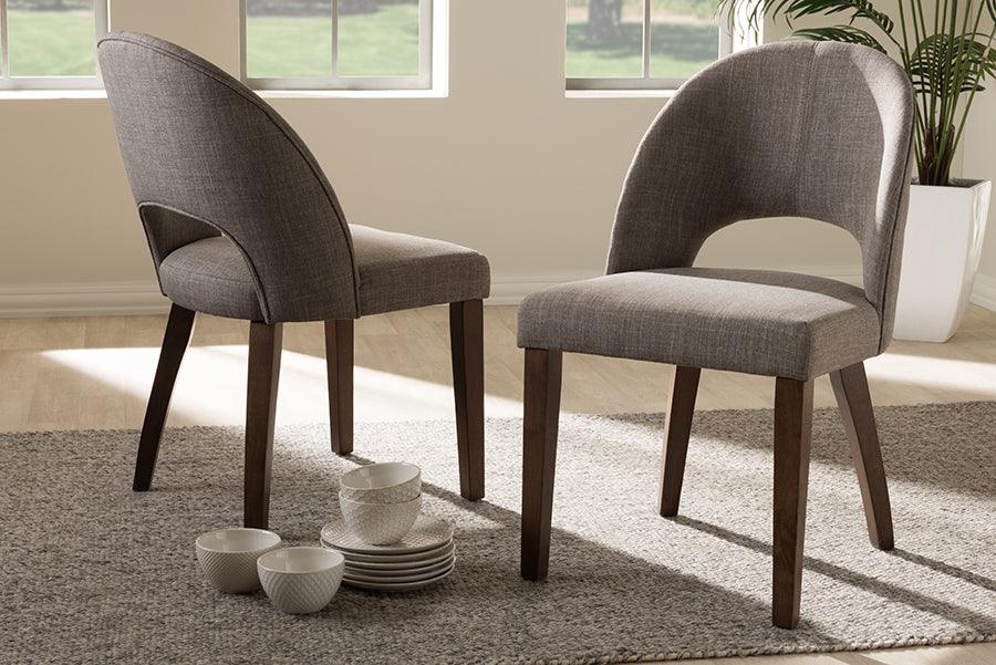 Wholesale Interiors Dining Chairs - Wesley Light Gray Fabric Upholstered Walnut Finished Wood Dining Chair (Set of 2)