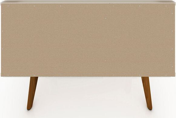 Manhattan Comfort TV & Media Units - Tribeca 35.43 TV Stand with Solid Wood Legs in Off White & Nature