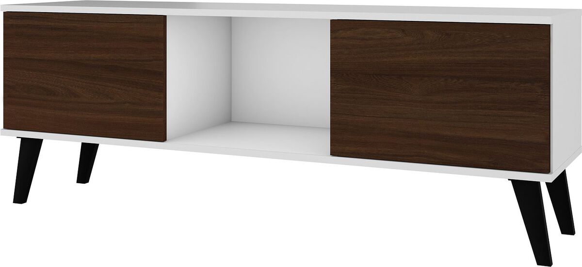 Manhattan Comfort TV & Media Units - Doyers 53.15 Mid-Century Modern TV Stand in White & Nut Brown