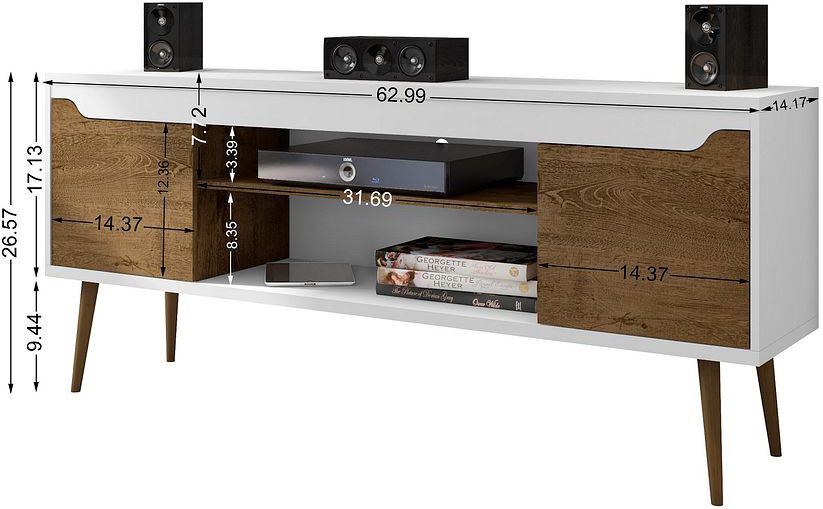 Manhattan Comfort TV & Media Units - Bradley 62.99 TV Stand White and Rustic Brown