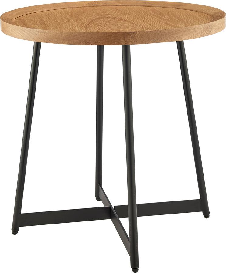 Euro Style Side & End Tables - Niklaus 22" Round Side Table in Oak and Black Base