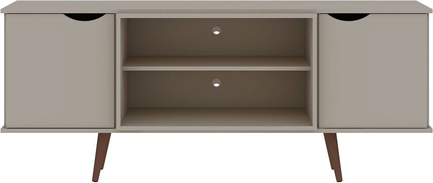 Manhattan Comfort TV & Media Units - Hampton 62.99 TV Stand with 4 Shelves & Solid Wood Legs in Off White