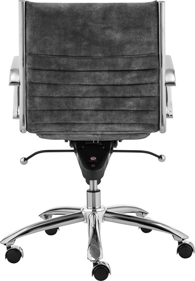 Euro Style Task Chairs - Dirk Low Back Office Chair in Velvet Gray